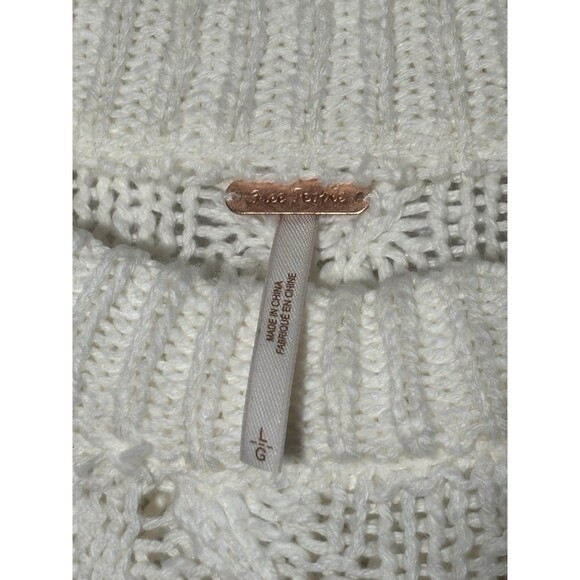 Free People Isla Sweater Women's Large Ivory White Chunky Cable Tunic Oversized - Picture 11 of 16